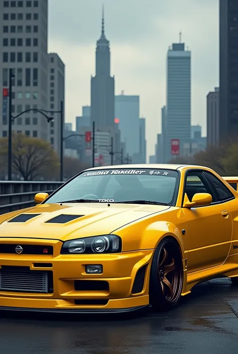 Skyline r33 yellow with bodykit