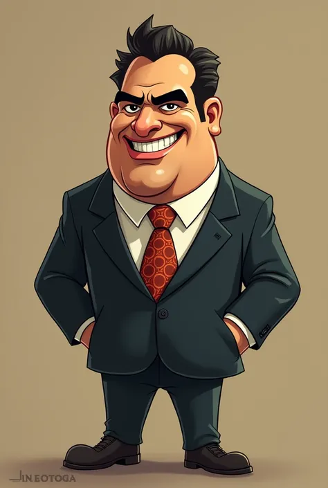 Pablo in the cartoon! style of the mafia board game, in a on a dark beige background 