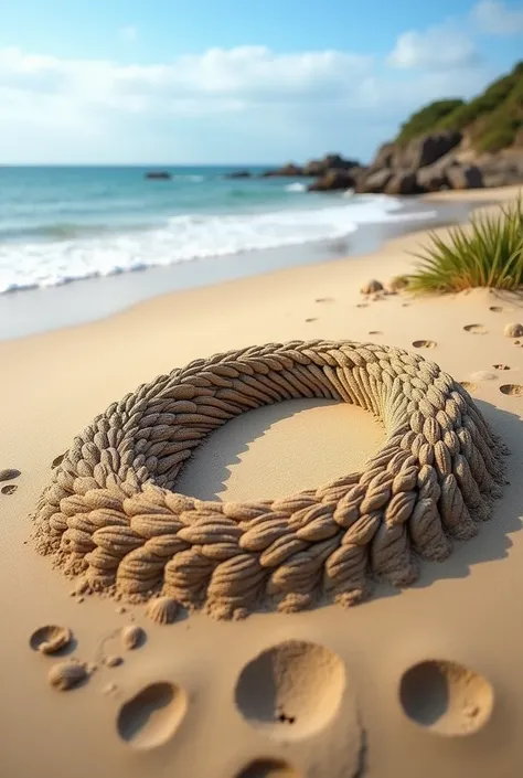 Generate a Sand art for O in the beach side
