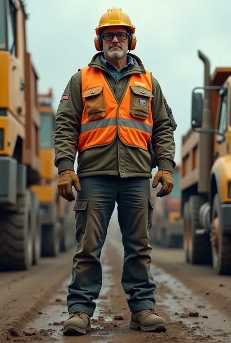 CREATE AN IMAGE USING THE PPE LISTED BELOW, TRUCK DRIVER TYPE PPE List:
- Safety Helmet - Safety Glasses - Ear Protectors - Protective Gloves - Protective Clothing - Hunting Jacket and Shirt - Closed Shoes - Reflective Vest