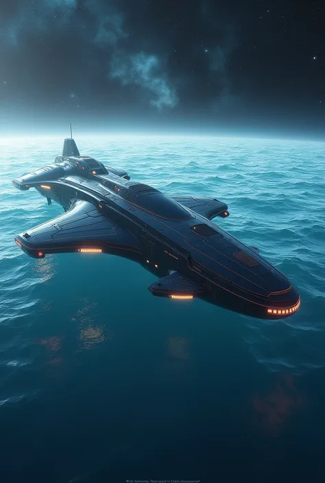 Create a spaceship , with sea half effect ( illustration) 