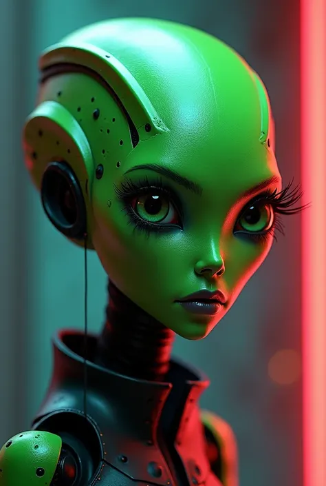 a  android alien, square face, tv shape, tesseract head shape, green skin, (best quality,4k,8k,highres,masterpiece:1.2),ultra-detailed,(realistic,photorealistic,photo-realistic:1.37),highly detailed face, beautiful detailed eyes, beautiful detailed lips, e...