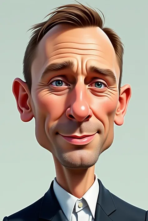 a front shot of Daniel Craigs face caricatured