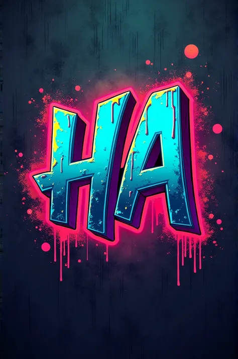 Logo for a sneaker store with the letters H&A, with neon colors and graffiti style
