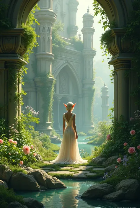 ELF IN A SECRET GARDEN OF THE FANTASY PALACE