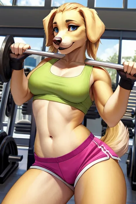 Golden retriever short shorts gym 