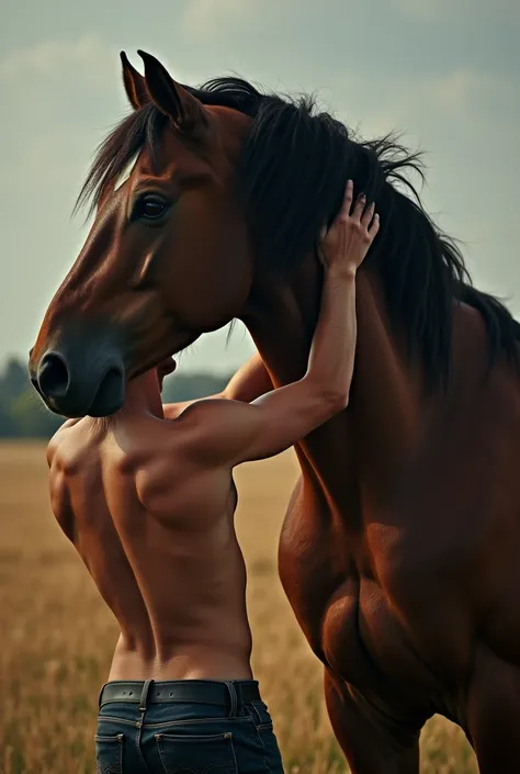 a human man being fucked by a huge endowed horse, gay, rape