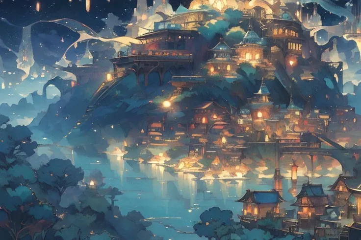 new Hayao Miyazaki, Bright colors, Beautiful and detailed characters, Whimsical landscapes, great atmosphere, gentle soft lighting, Ethereal music, Fantastic creatures, intricate details, hand drawn illustration, complicated pattern, A fascinating storylin...