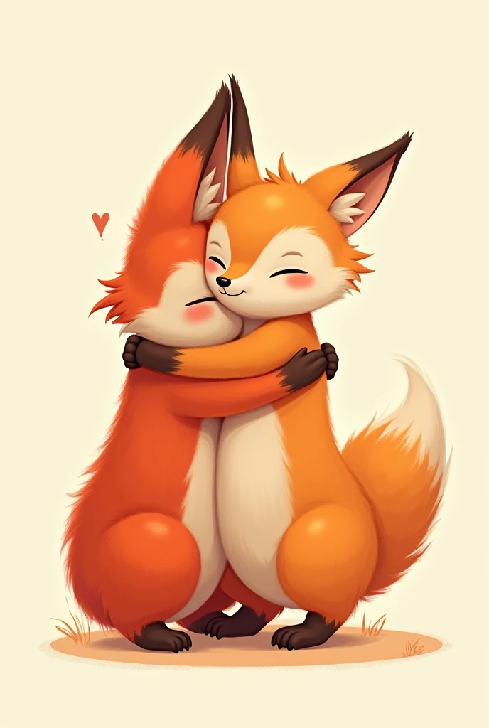 A 2D fox hugging