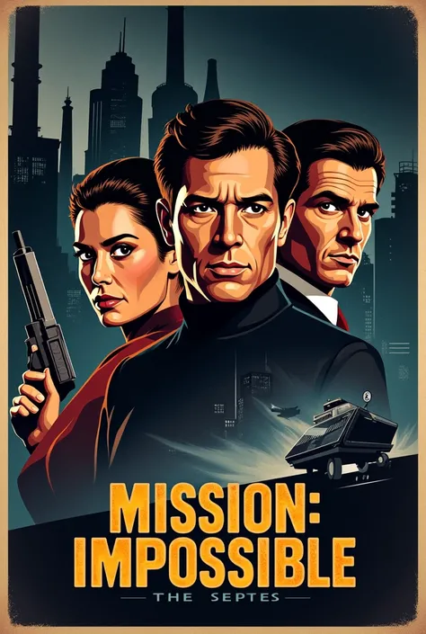 Draw a promotional poster for the 1966 TV series "Mission: Impossible."