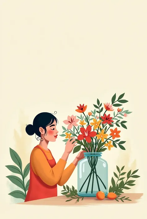 Wallpaper TAXT YAVI Is Engaged In Flower Jar And Background Is Light Colour 