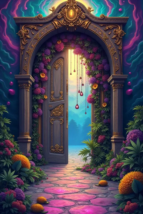 Make me a magic door with lots of doses of LSD hanging on it, tussi and cooking but the appearance is very pretty and entertaining




