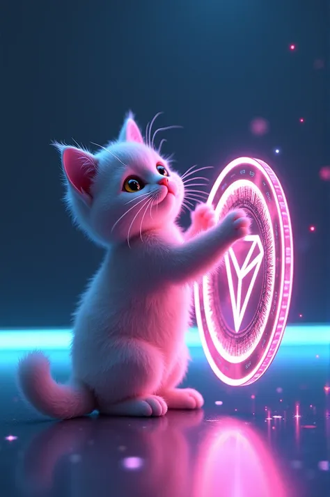 Suya is cat name and its playing with tron coin