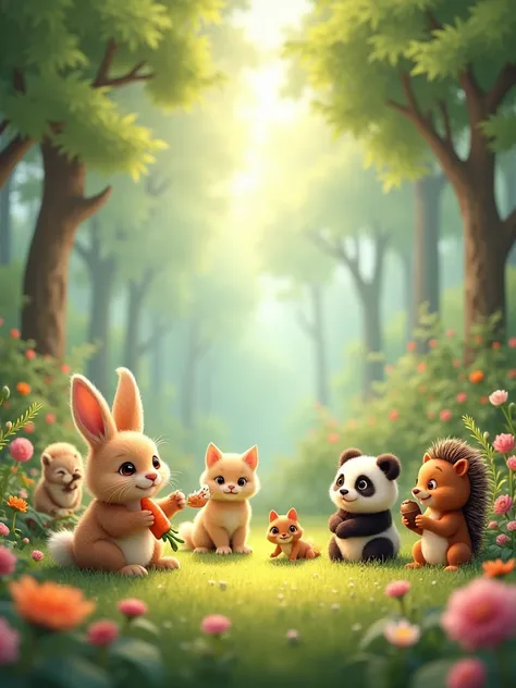 Voici un prompt que vous pourriez utiliser pour générer une image danimaux mignons :

"Imagine a cozy forest clearing filled with a variety of cute animals. A fluffy bunny with big round eyes nibbles on a carrot, while a tiny kitten with soft fur playfully...