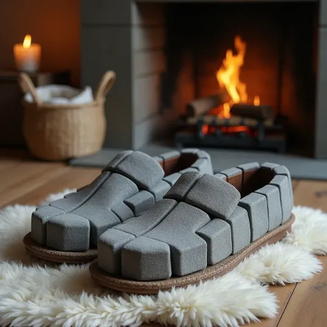 Grey brick slippers