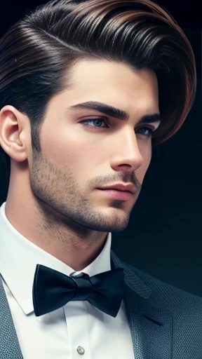 A man Raskin stylish hair focus on face 