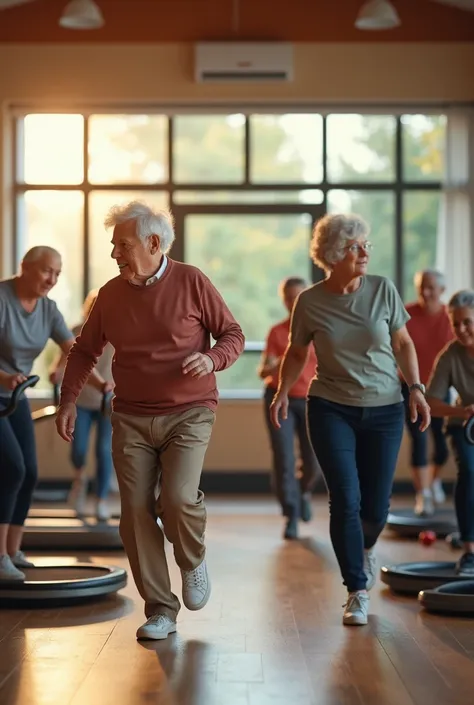 elderly people exercising