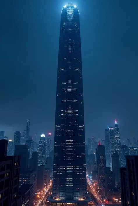 Create an image of a skyscraper, make it dark blue