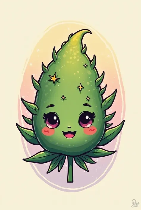 Kawaii weed bud tattoo