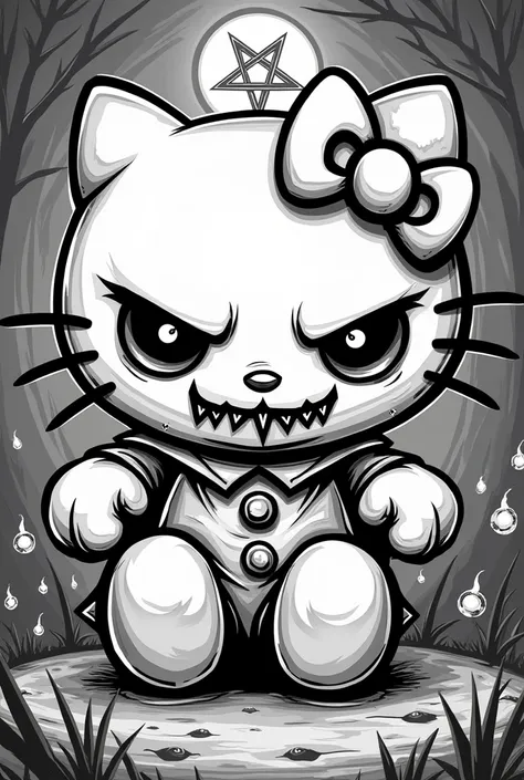 create an evil hello kitty coloring page