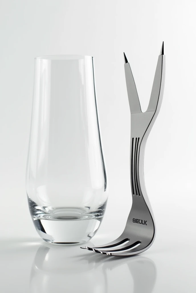 Innovative product changing the shape of a glass and Innovative product shaped like a fork