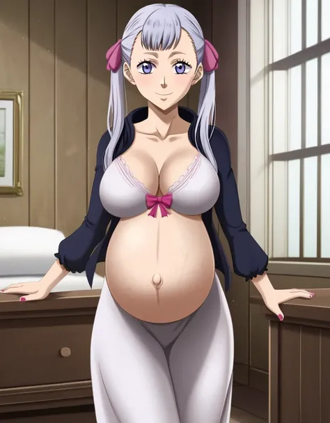 noelle_blackclover, Noelle Silva, Black Clover, long silver hair, waist-length hair, half-up half-down hairstyle, ribbon, side-parted bangs, almond-shaped blue eyes, high-quality, ultra-detailed, beast quality, 8K resolution,
looking at viewer, dutch angle...