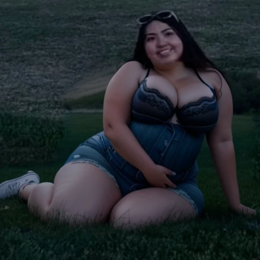 there is a woman sitting on the grass with a frisbee, she has a jiggly fat round belly, low quality photo, 3 0 years old woman, 30 years old woman, lorena avarez, profile photo, alanis guillen, very very low quality picture, photo taken in 2 0 2 0, leaked ...