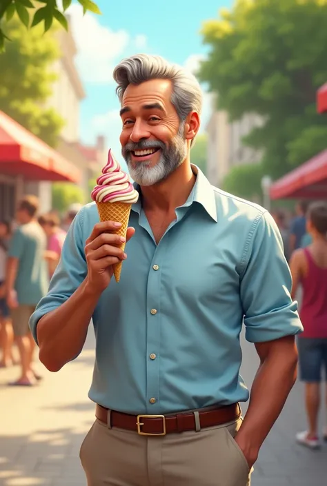 a man holding ice cream