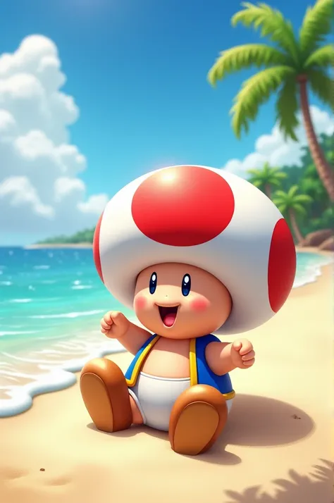 Toad from Super Mario on the beach