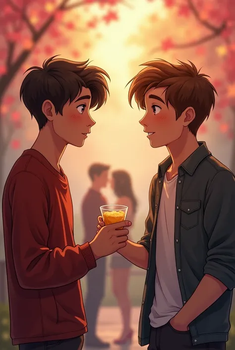 As days passed, both alex and jake  shared their excitement about Lily with their closest friends. They spoke of her with admiration, not realizing they were describing the same girl. (Younger boys, jake has light brown hair and alex has dark brown hair)