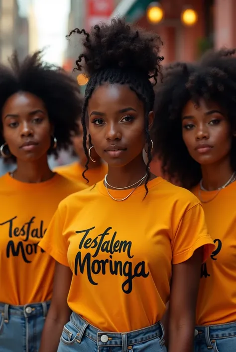 Many sexy woman wearing tesfalem moringa t-shirt 