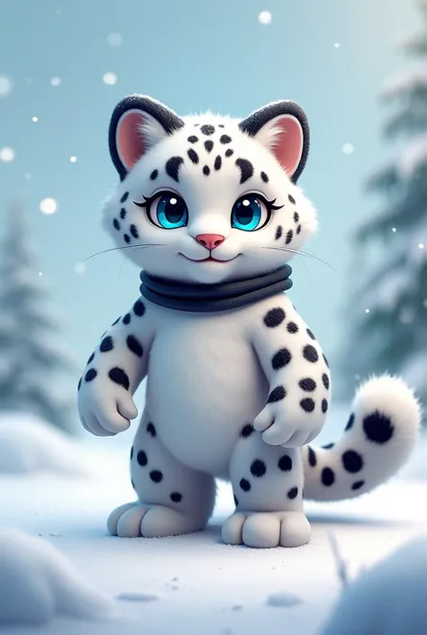 Um Furry, snow Leopard, hairy guy with black cat cap, big blue eyes, and a black collar.