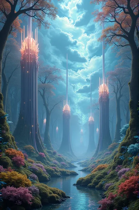 You can make a dream world landscape that is both natural and fantastical.