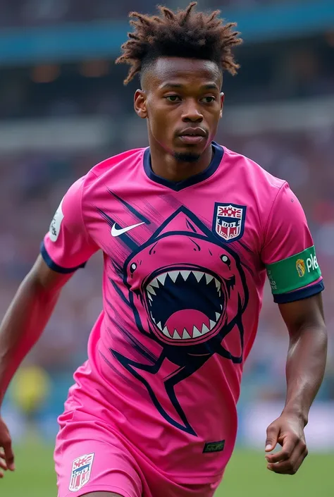 Pink soccer team t-shirt with pink shark