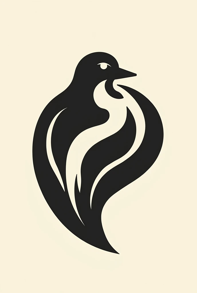 Apparently, the picture you sent, depicts a stylized bird with black curvy lines and shapes on a plain background. Features of this bird, Details such as eyes and feathers are represented abstractly.

To recreate this type of design, Using graphic design s...