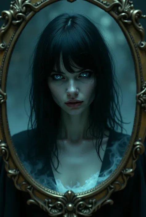 Taylor Swift evil black hair ghost looking at me through a mirror  