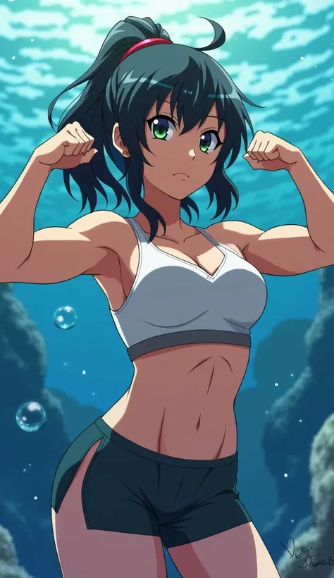 Muscle girl Aqua Konosuba Flexing Bicep 