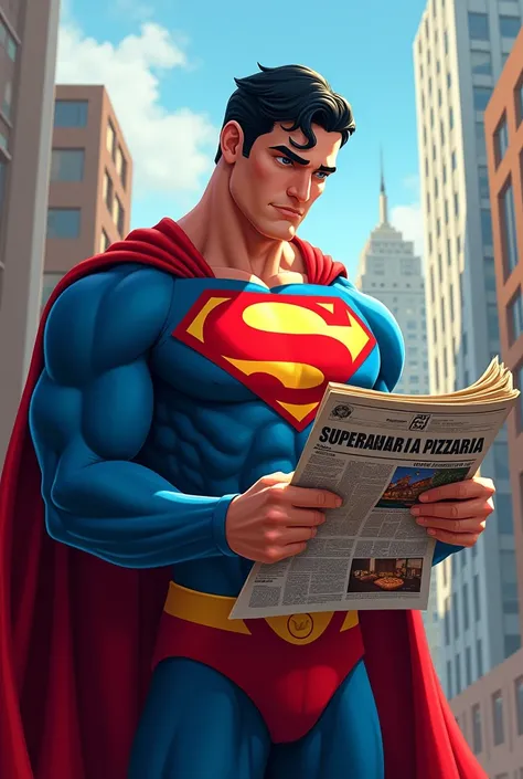 Superman sees in the newspaper that they need people to work in a pizzeria.