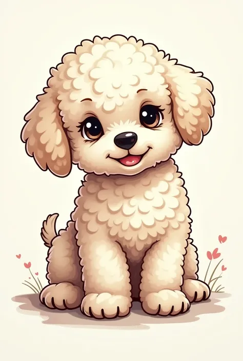 A male poodle puppy dog with a cute face in a tattoo drawing 