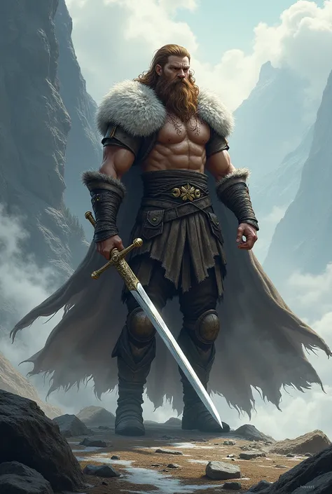 With a new purpose, Sigurd trained tirelessly with the sword, demigod jarl with brown hair 