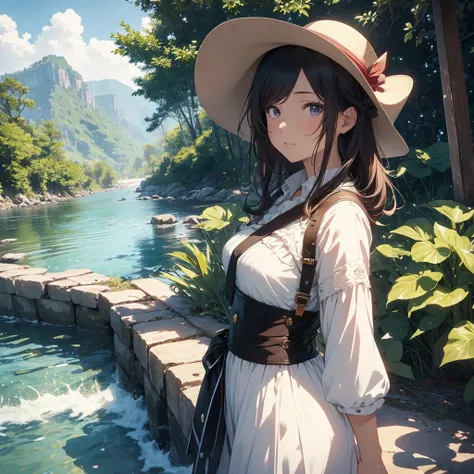 masterpiece, best quality, solo,1girl,looking at viewer,outdoor, cowboy shot,sea,anime style,
 anne