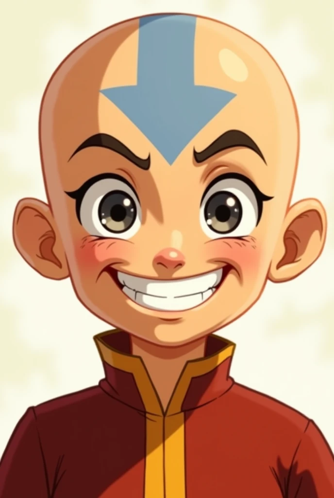 The character Aang only the face, Grinning