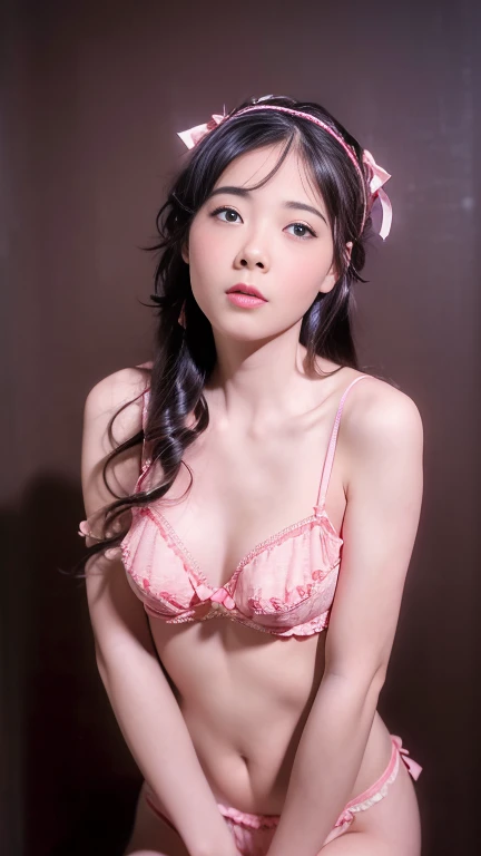 (8k, RAW Photos, Highest quality, masterpiece:1.2), High-resolution RAW color photos, Professional photos, (Realistic, photo Realistic:1.37), Cinematic Light, One Girl,smile,lingerie,Realistic Skin、Luxury lingerie、Rich lingerie、Cowboy Shot、Medium Breasts、s...