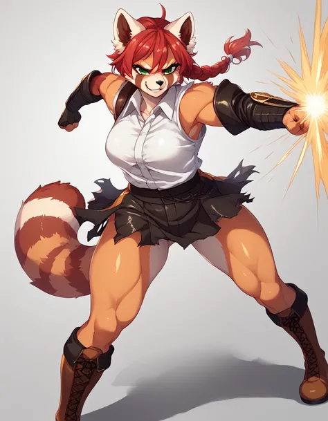 solo, score_9, score_8_up, score_7_up, kemono style, kimiko, an anthro furry red panda girl, red furry body, red panda tail, , b...