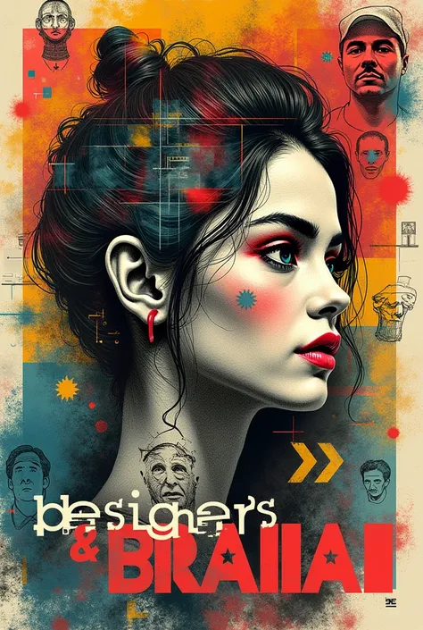 Poster about Designer&#39;s Week, with references to Brazilian designers and painters. Collage upon collage with strong, vibrant colors. Several references mixed one on top of the other, very chaotic.