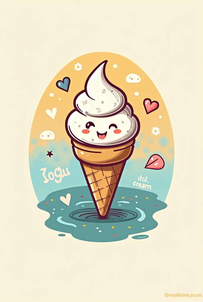 A logo for a ice cream store called "Yogu Spum"