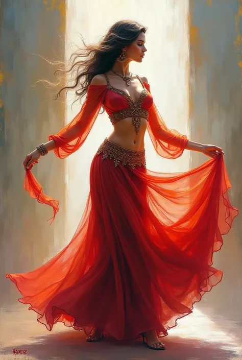 Woman Arabic dance size Ml, Chilean and feminine, cone impressionist painting