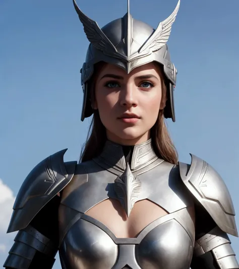 (l1vvydunne:.95), High angle photo of a beautiful young Valkyrie in the style of Stefan Kostic., realistic skin texture,(winged helmet:1.1), (valkyrie armor:1.2), 1 / 2 body crop, 8 5mm art lens, f 1. 2, sharp focus, 8k high definition, incredibly detailed...