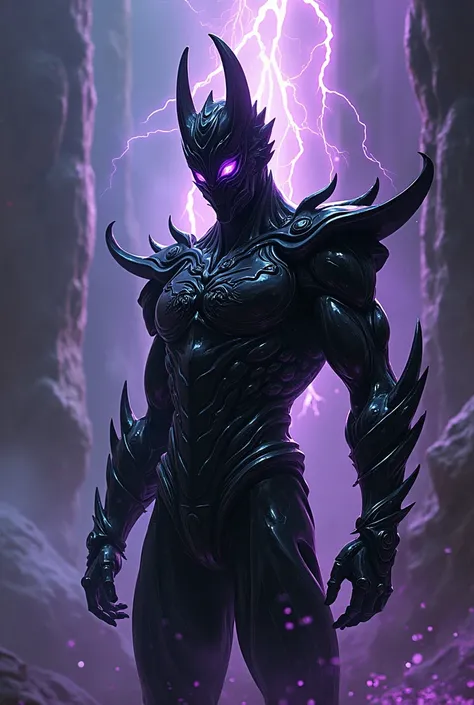 A humanoid body with shiny black armor, silver or purple details, eyes like shining gems, and an aura of dark mist around.
In the art style of Jojo bizarre adverture