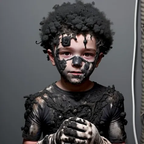 a boy gets electrocuted and covered in soot after trying to fix a broken electrical cord and failing